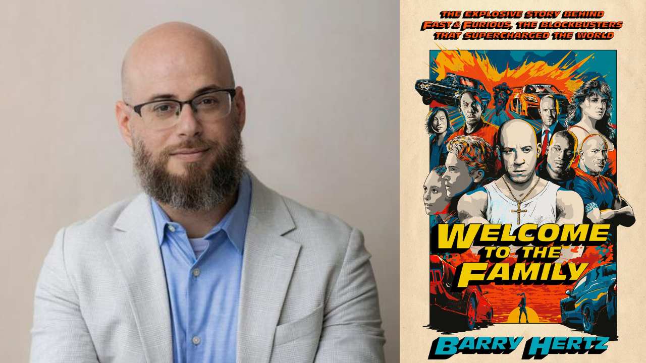 Barry Hertz next to a book cover