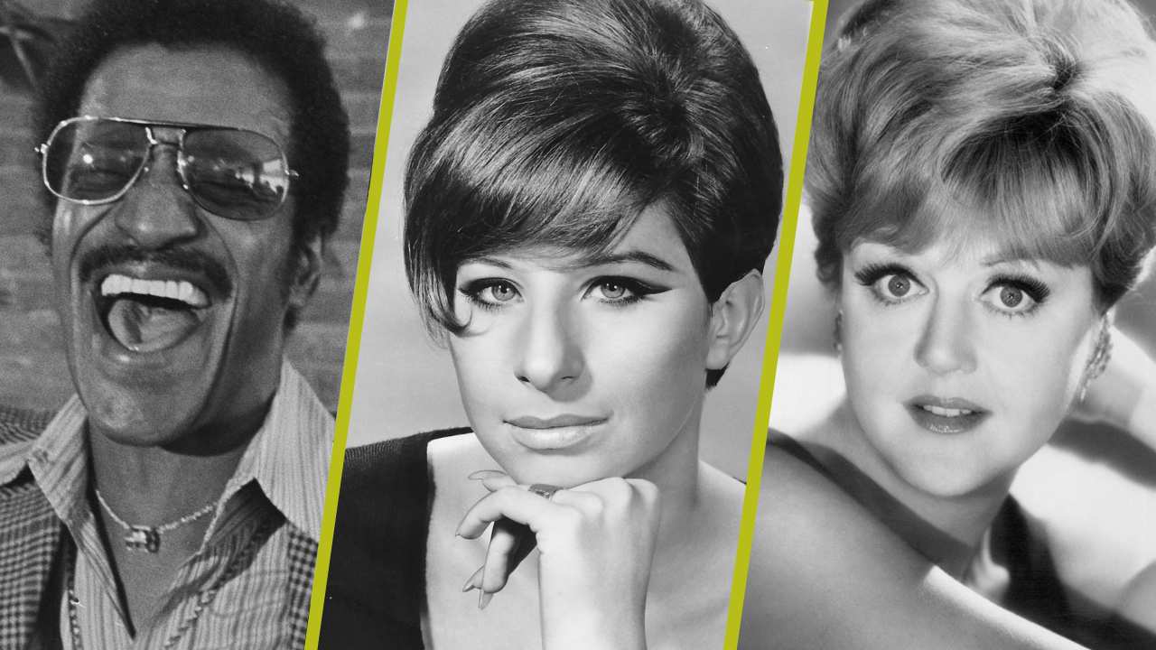 a collage of three photos: Barbra Streisand, Sammy Davis Jr. and Angela Lansbury
